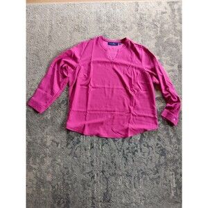 Elizabeth and Clarke Womens Plus Size Tunic Top Long Sleeve Blouse Pink Size 22W